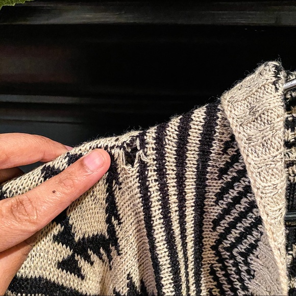 Cardigan à Franges Style Aztèque Anthro Blu Pepper Taille S - Occasion Très Bon État - Crème/Noir